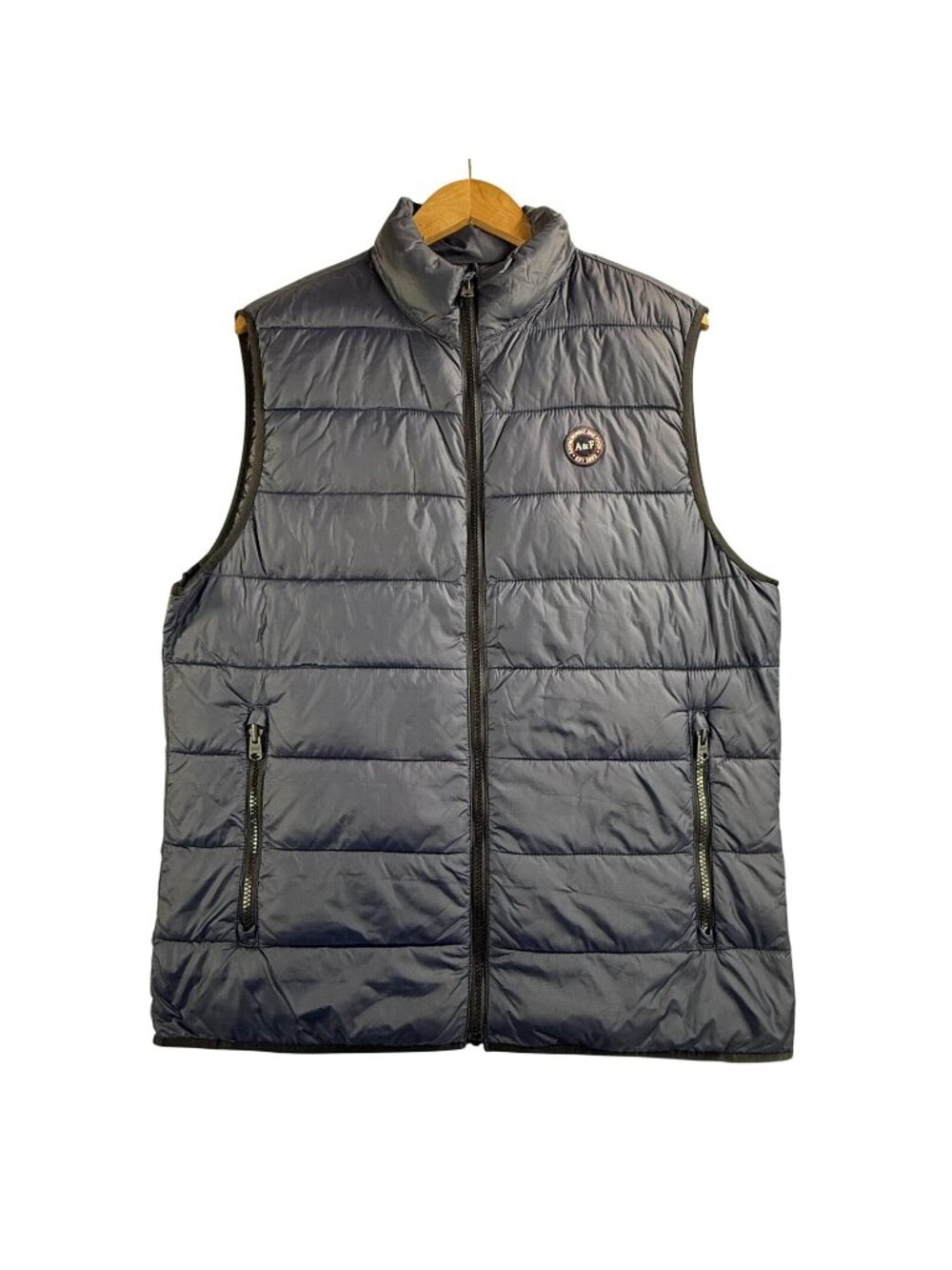 Abercrombie & Fitch Vest Mens Large Blue Puffer Full Zip Water Resistant Y2K